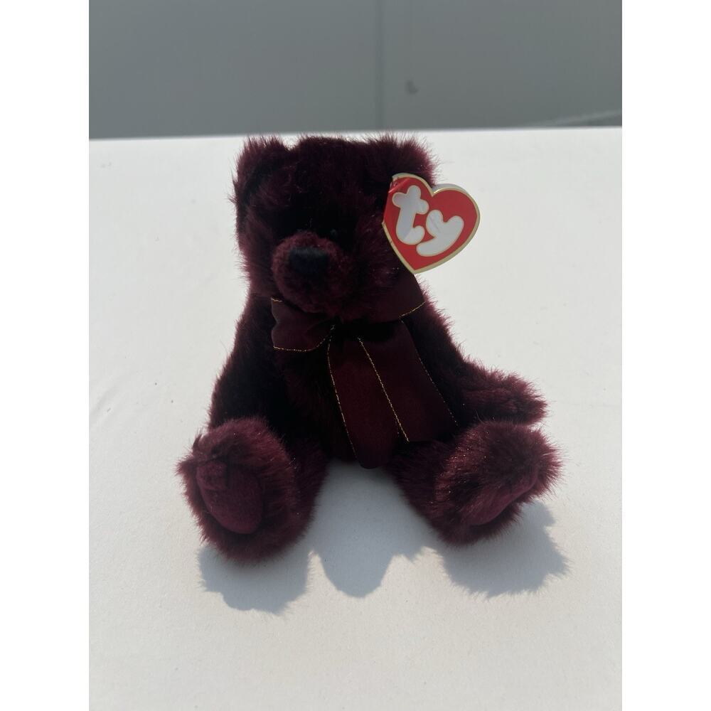 Burgundy Teddy Bear TY Attic Treasures Beargundy 1993 Fully Jointed 7"